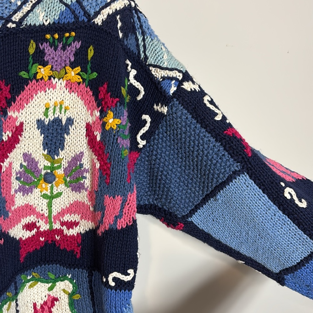Vintage Cape Isle Knitters Floral Sweater - Picture 3 of 5
